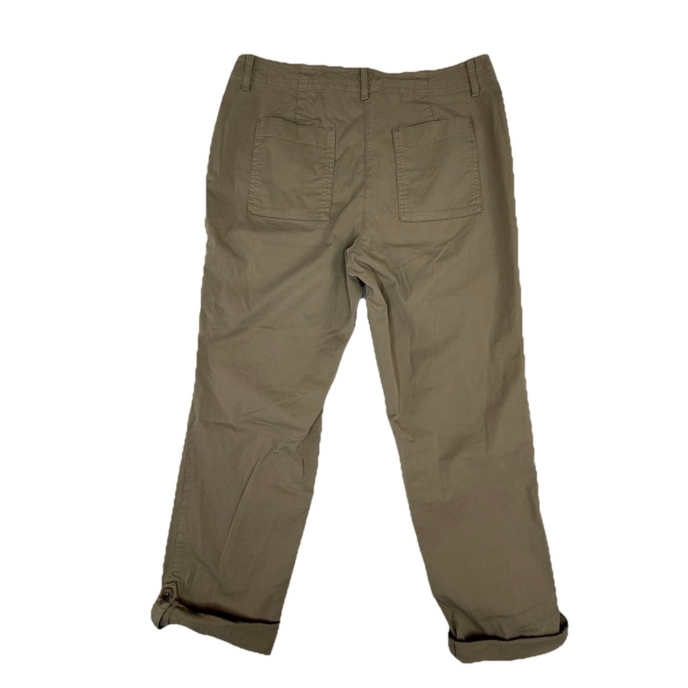 J. Jill Pima Cotton Patch Pocket Cuffed Women's Crop Pants 10 Khaki Stretch $89 - Picture 3 of 9